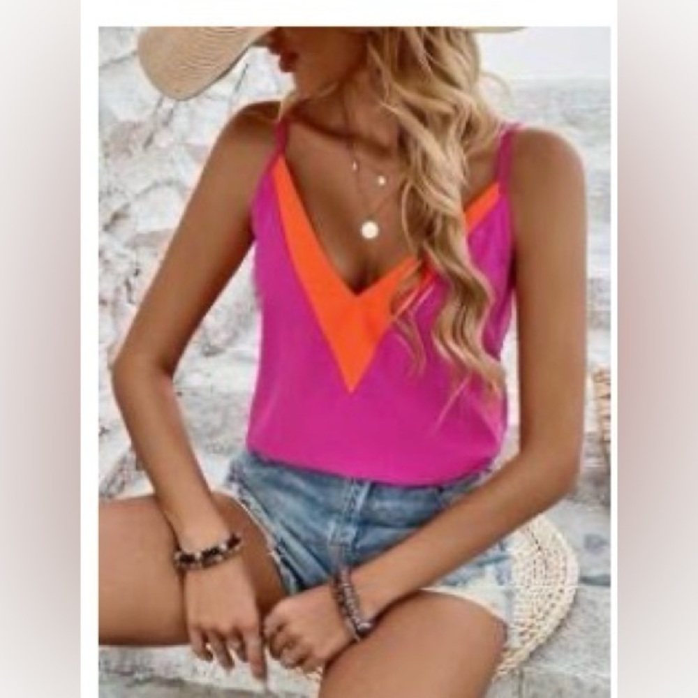 Vibrant Pink and Orange Women's Top